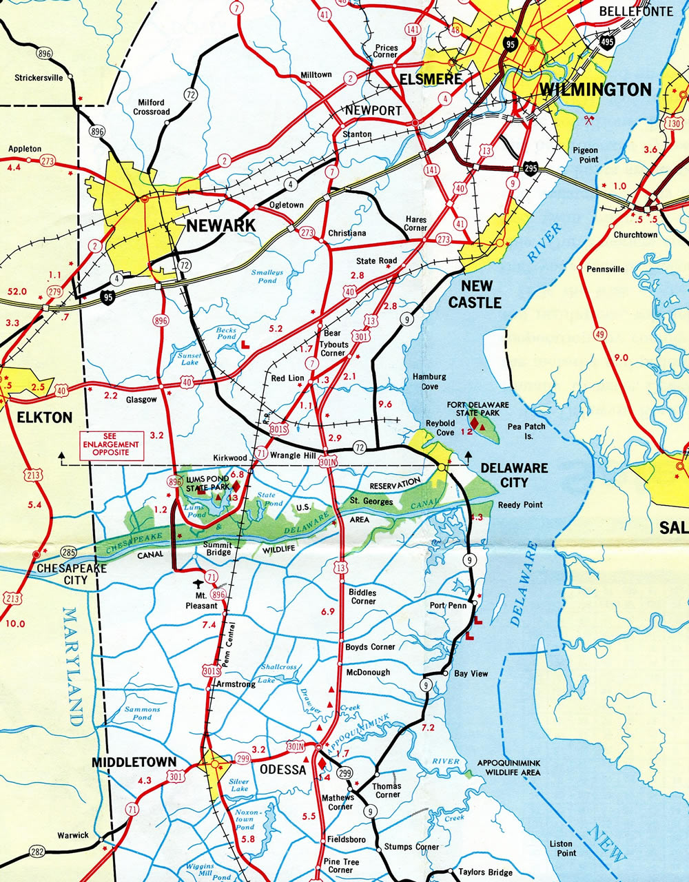 U S 301 Delaware Aaroads Us 301 De 1969 Map.