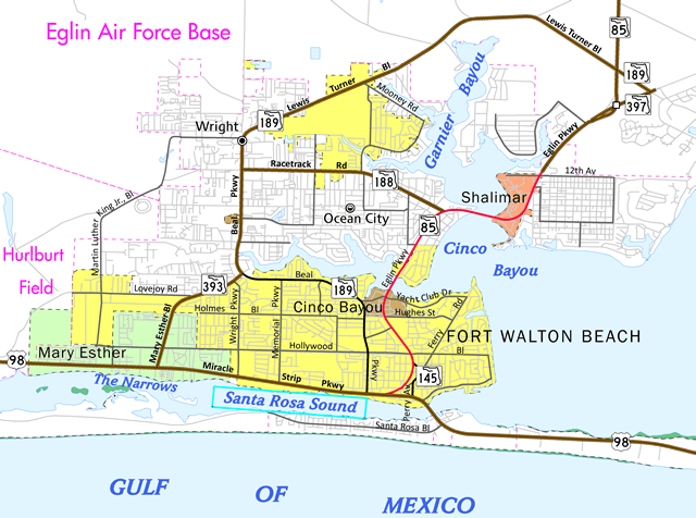 State Road 393 Florida AARoads Fort Walton Beach Map 