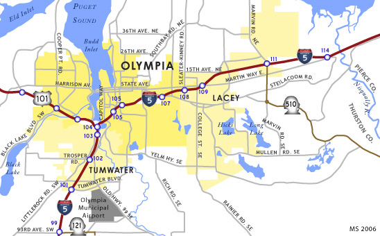 Lacey Wa City Limits Map Olympia Washington.