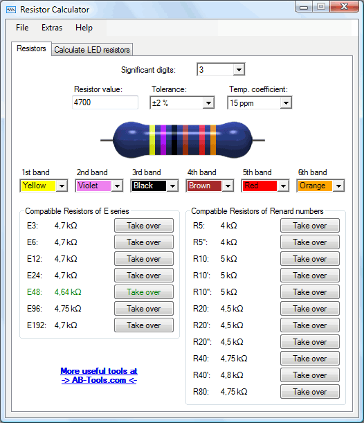 Ab Tools Com Resistor Calculator 1 0 8 Screenshots