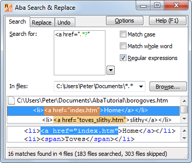 Home Aba Search Replace