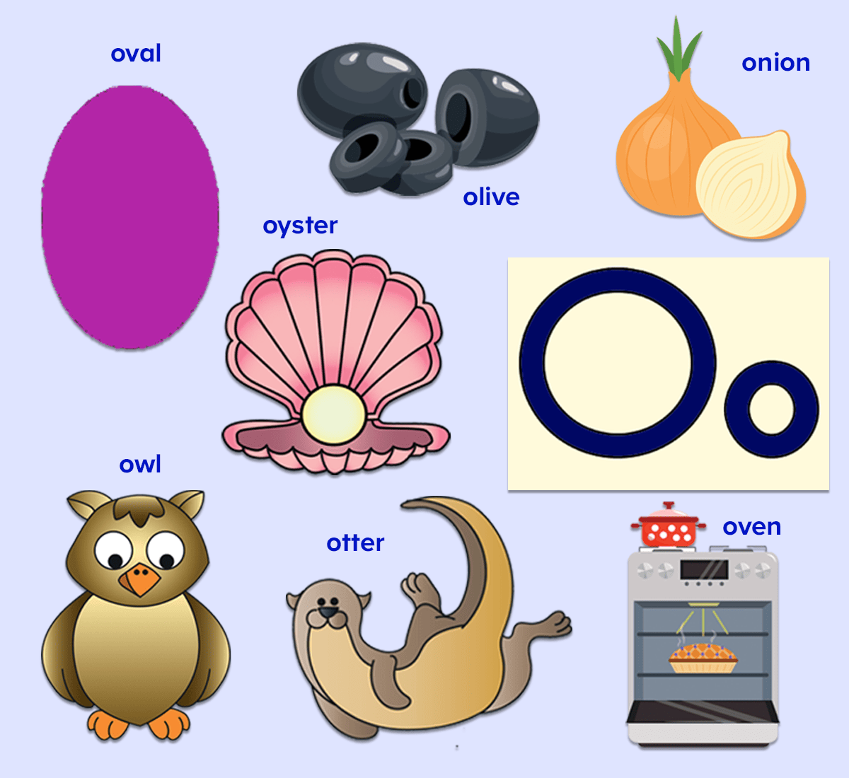 Words that start with the letter o for kids