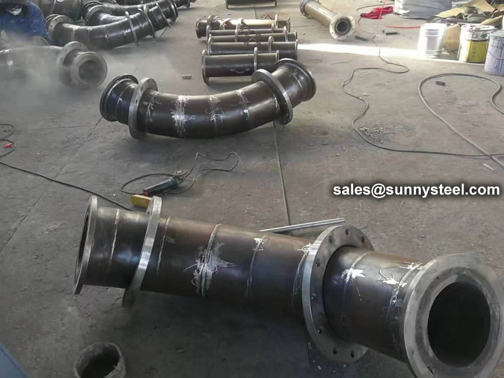 corrosion resistant cast basalt tube lined pipes separator feed pipe for bulk material handling systems
