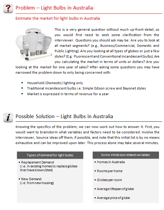 Case Interview Sample Questions Market Sizing Estimating