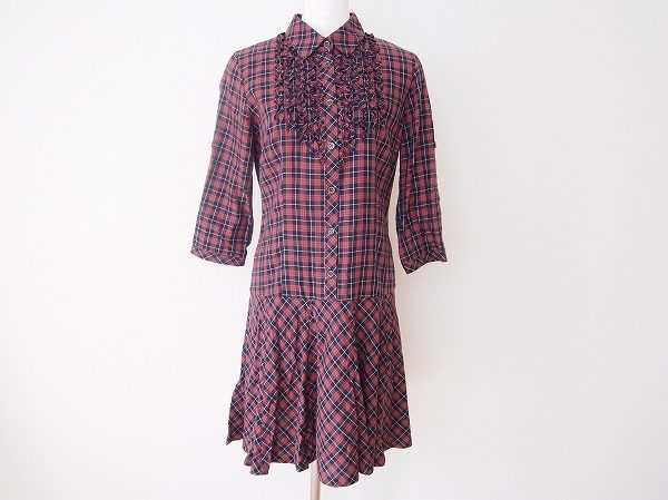 【美品】バーバリーブルーレーベル チェック 切替 シャツワンピース ベルト付 BURBERRY BLUE LABEL チェック柄 シャツワンピース ベルト付 秋に