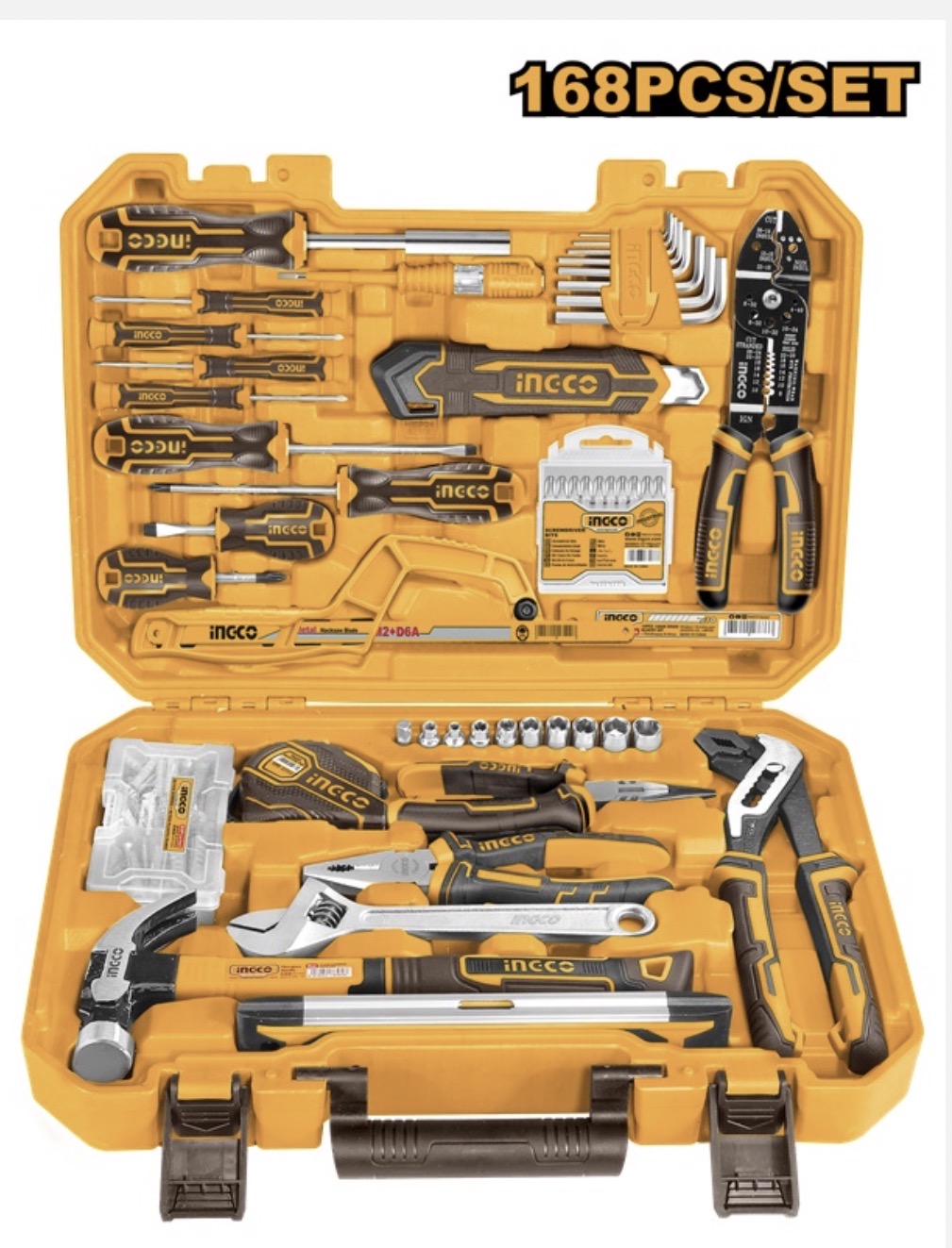 INGCO Set Utensili 168 Pezzi in Valigetta – Kit Completo di Attrezzi Professionali art. HKTHP21681