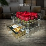 Caja de acrílico para 15 rosas con cajón