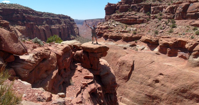 dropping into French Spring Fork Canyon