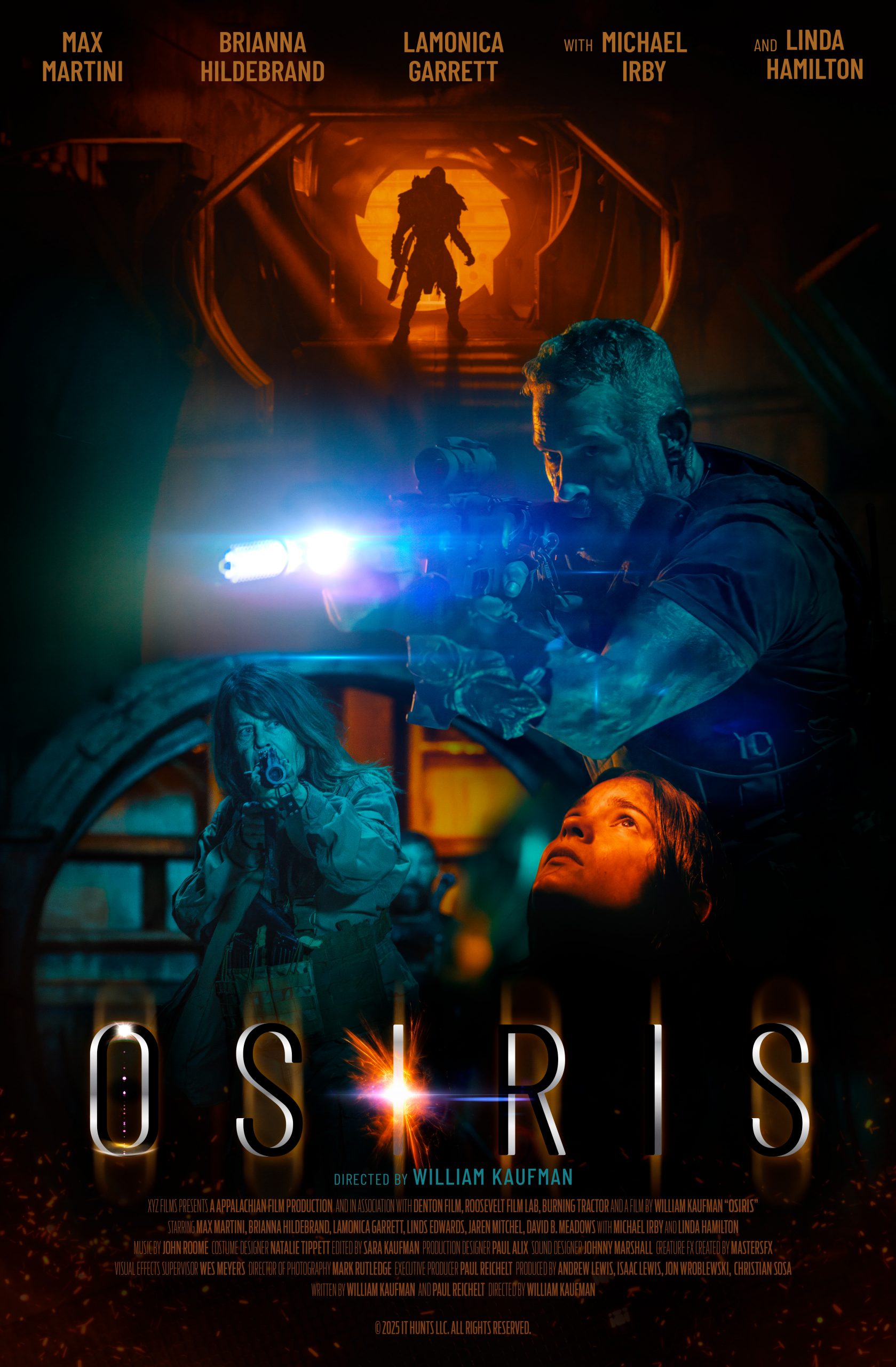 A poster for the action sci-fi movie Osiris starring Max Martini and LaMonica Garrett. Detected by William Kaufman