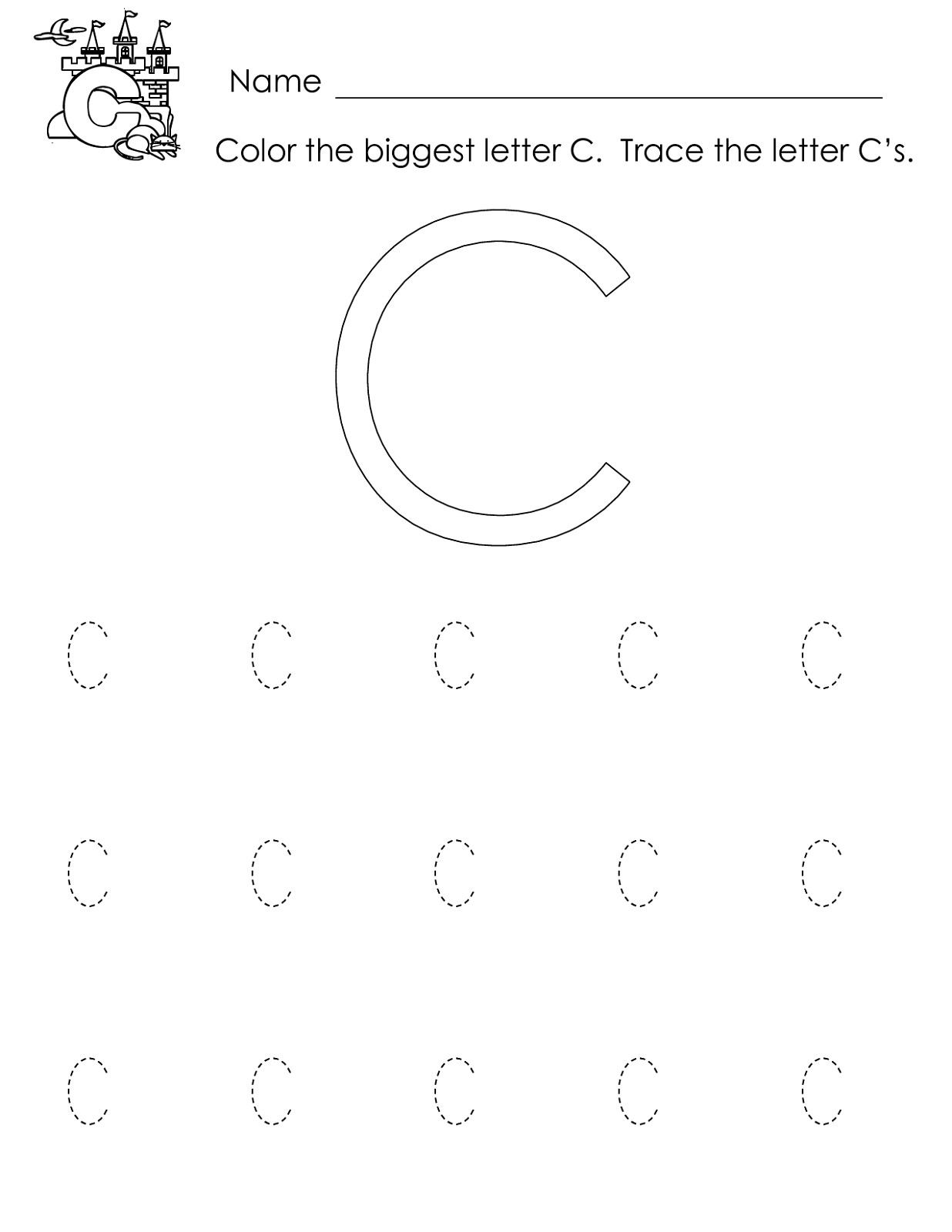 Trace the letter c worksheets