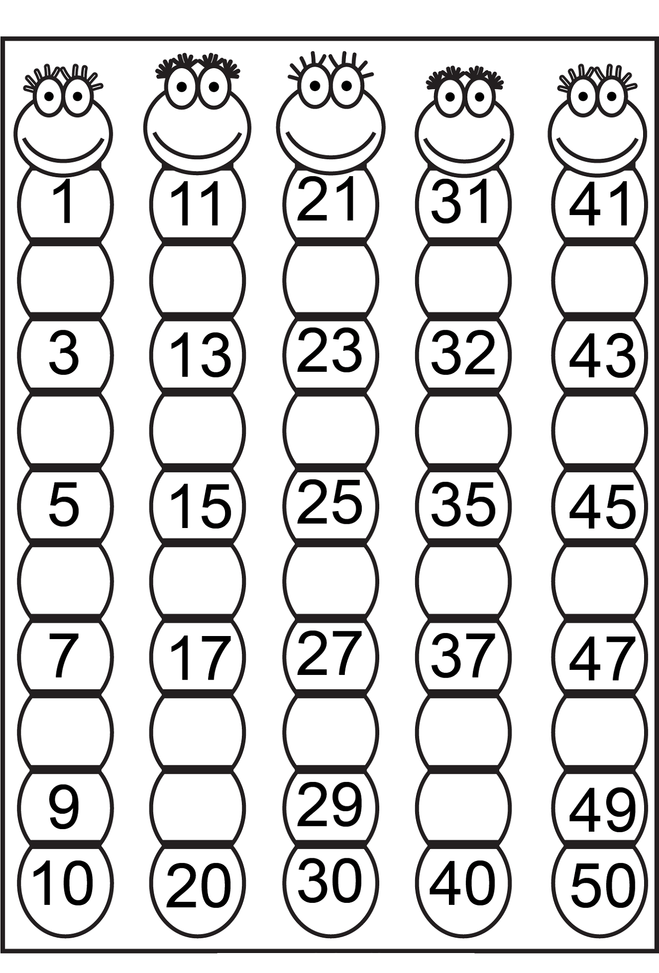 number charts 1 50 to print activity shelter