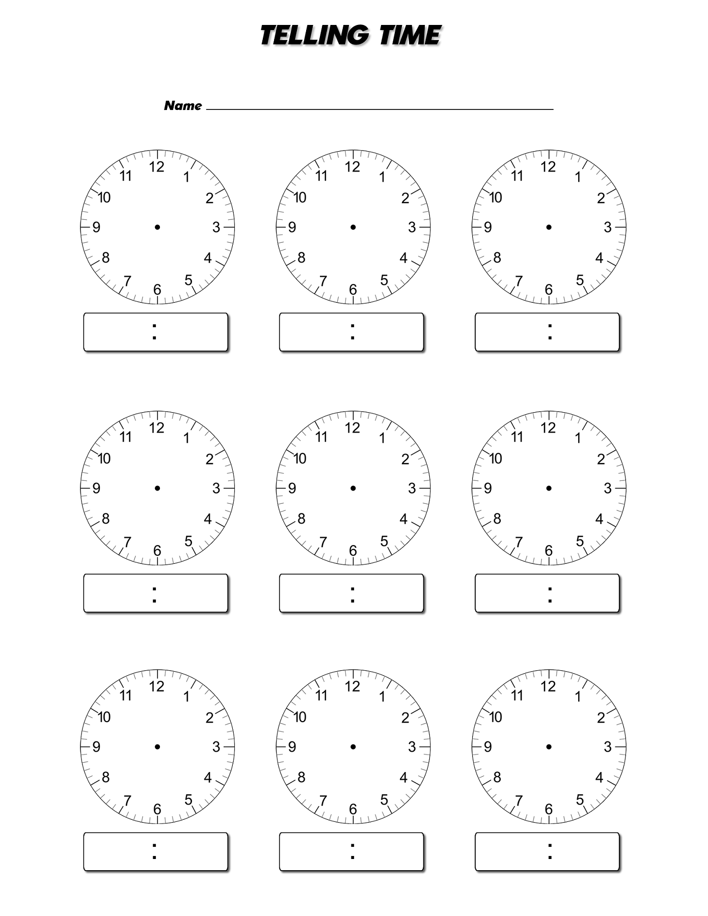 Blank Clock Worksheets