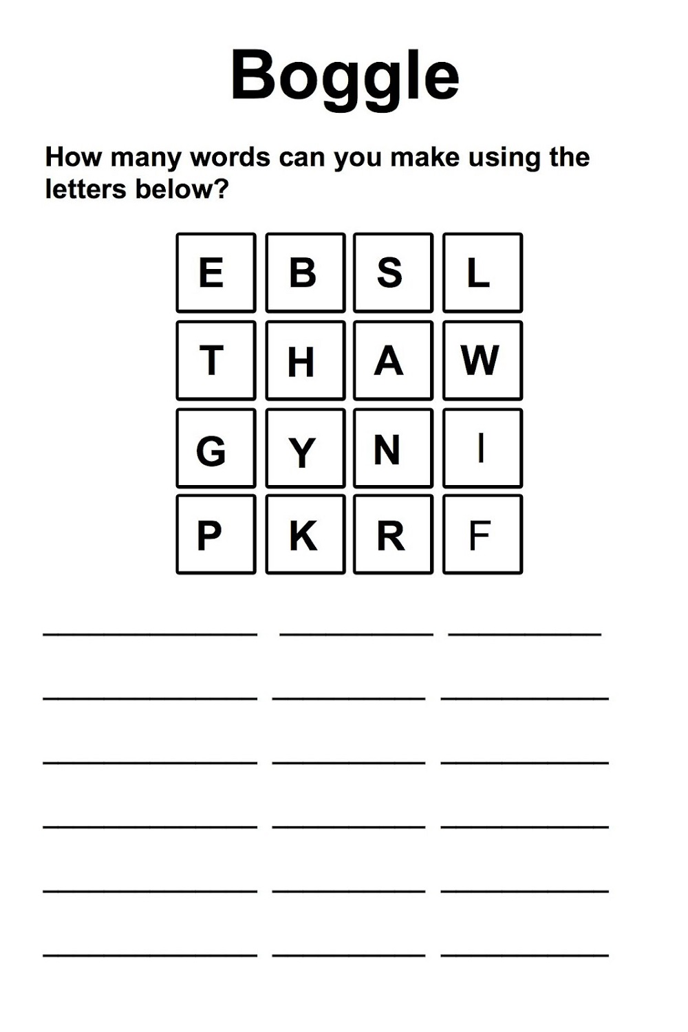 boggle word games activity shelter