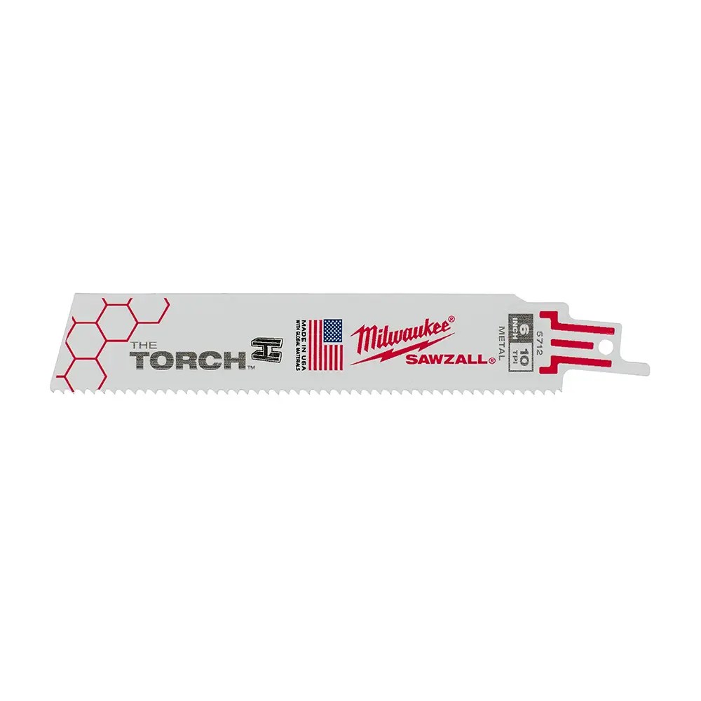 Milwaukee 48-00-5712 6 in. 10 TPI THE TORCH SAWZALL Reciporcating Saw Blades - 5 Pack