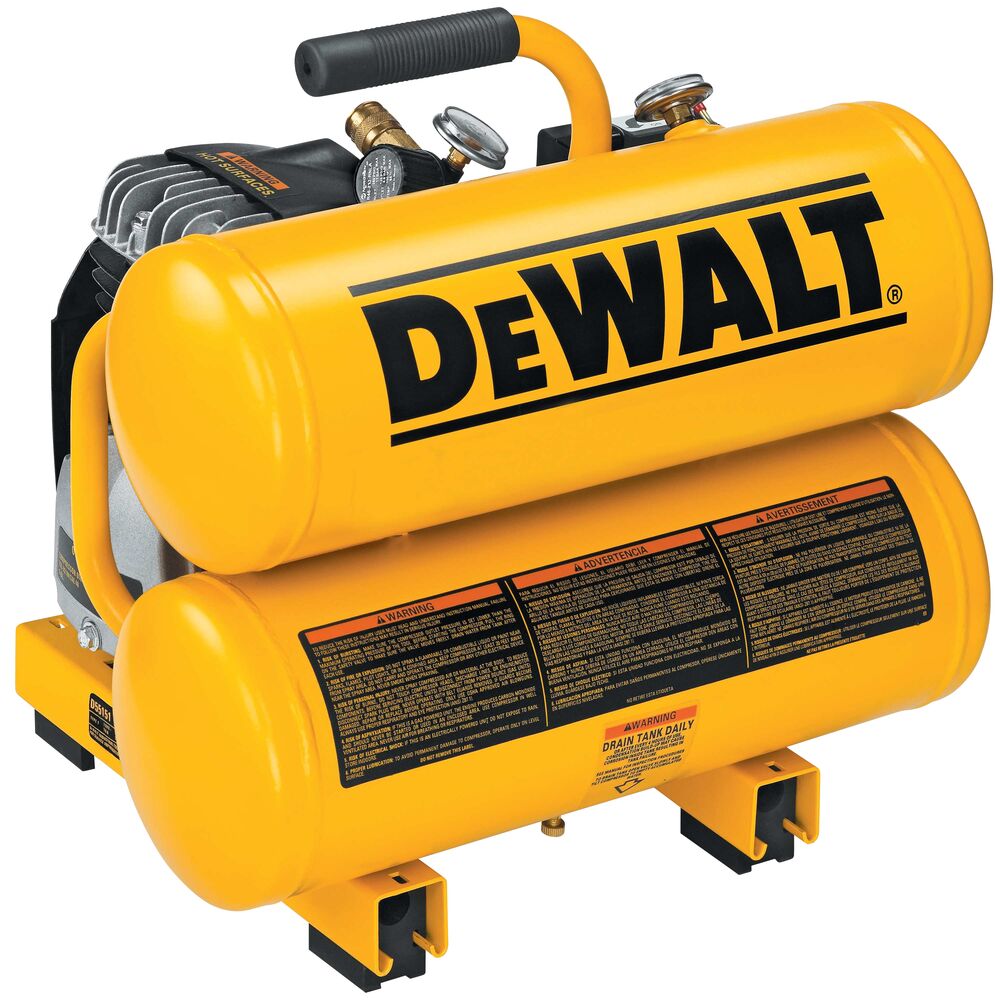 Dewalt D55151 1.1 HP ELEC, 4 GAL, 125 PSI, OIL LUBE, 3.4 SCFM, TWIN TANKS, 14 AMPS