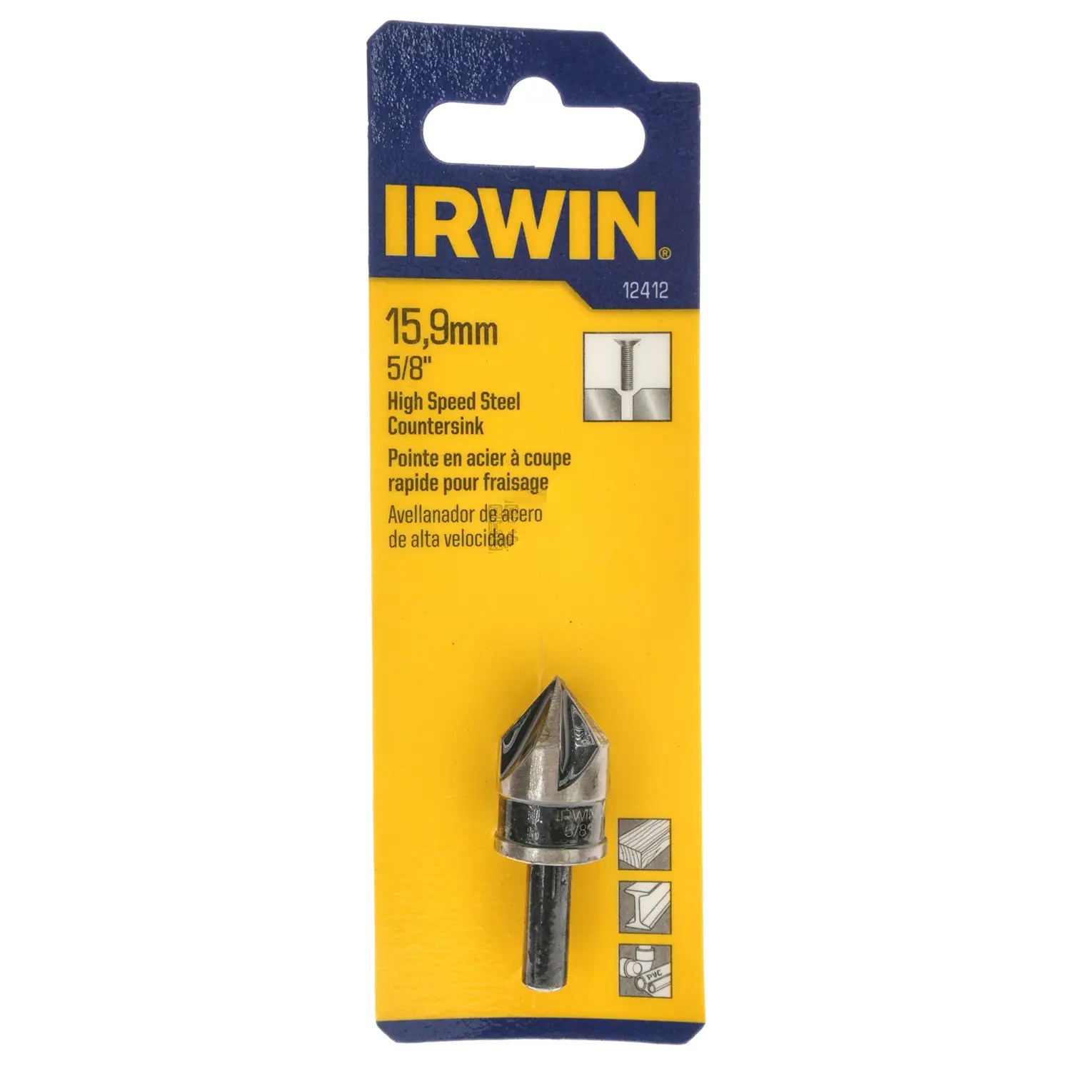 Irwin 12412 5/8″ High Speed Steel Black Oxide Countersink Drill Bit