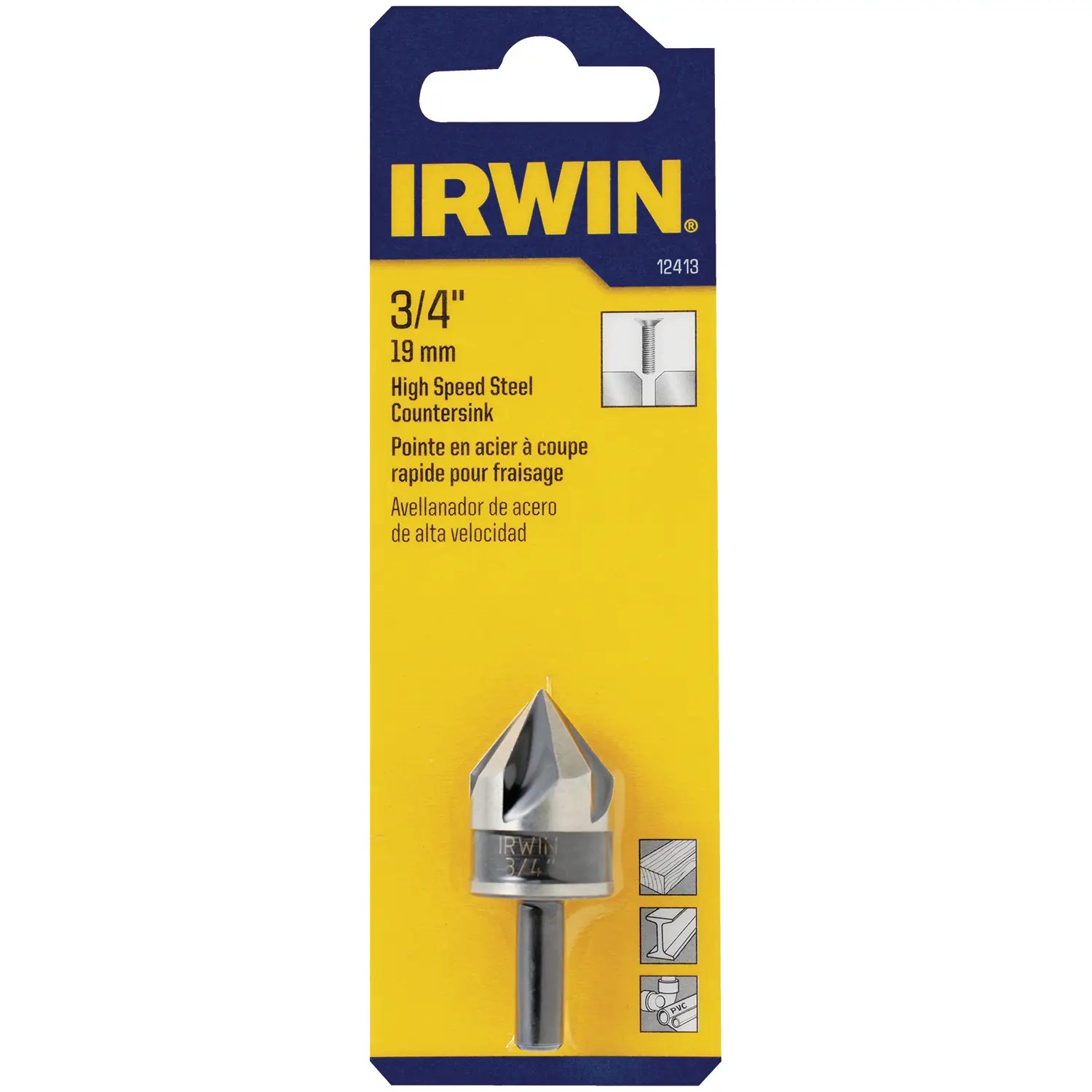 Irwin 12413 3/4" High Speed Steel Black Oxide Countersink Drill Bit