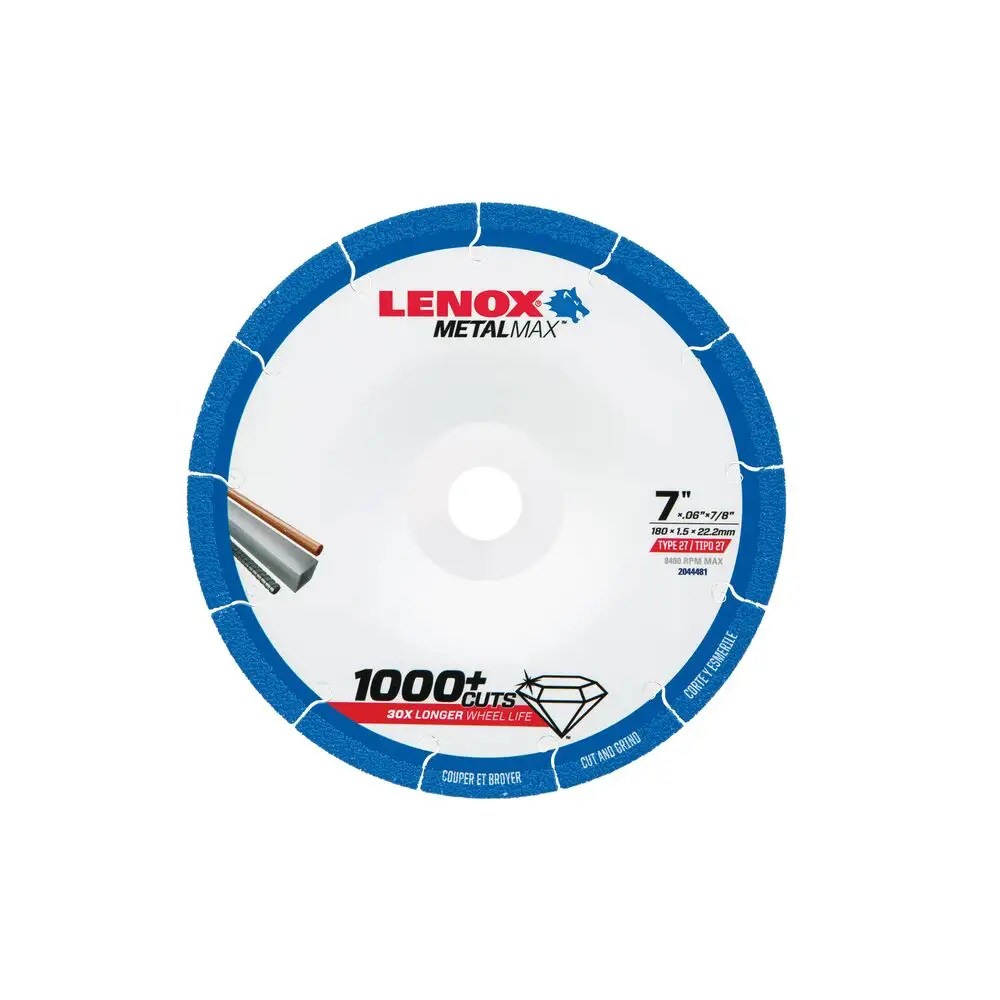 Lenox 2044481 Metal Max 7" x 7/8" Angled Grinder/ Circular Saw Diamond Cut Off Wheel Type 27