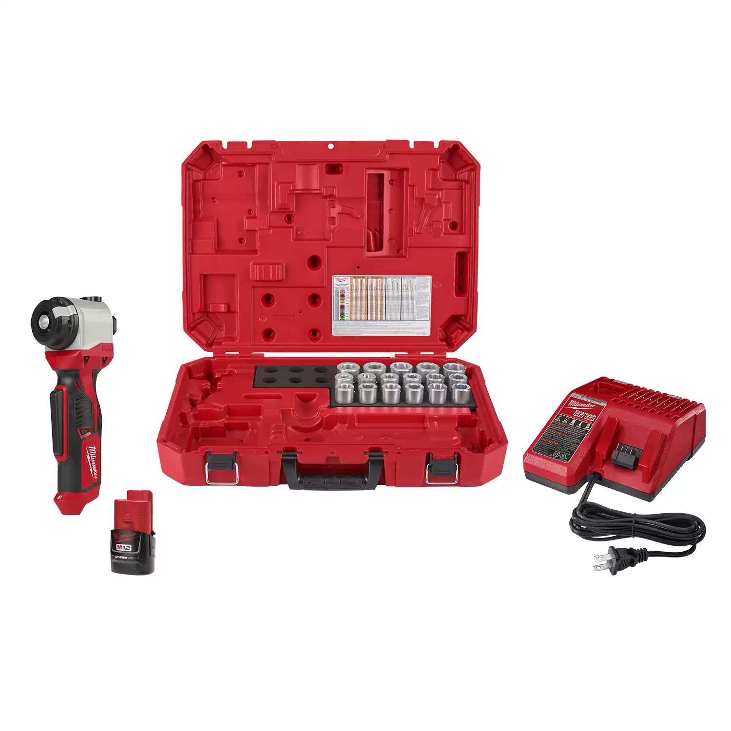 Milwaukee 2435CU-21S M12 12 Volt Lithium-Ion Cordless Cable Stripper Kit with 17 Cu THHN / XHHW Bushings
