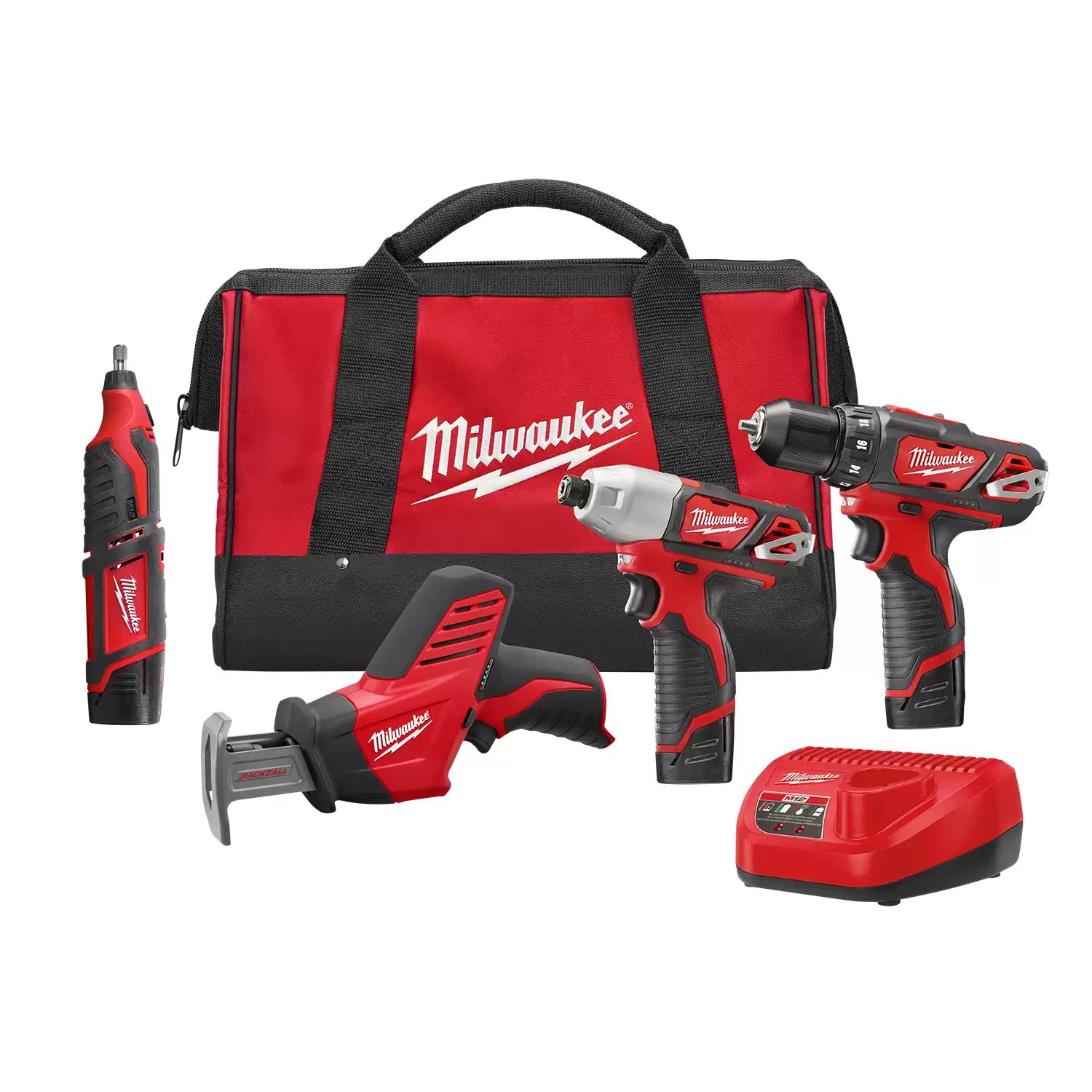Milwaukee 2497-24 M12 12 Volt Lithium-Ion Cordless 4 pc. Combo Kit