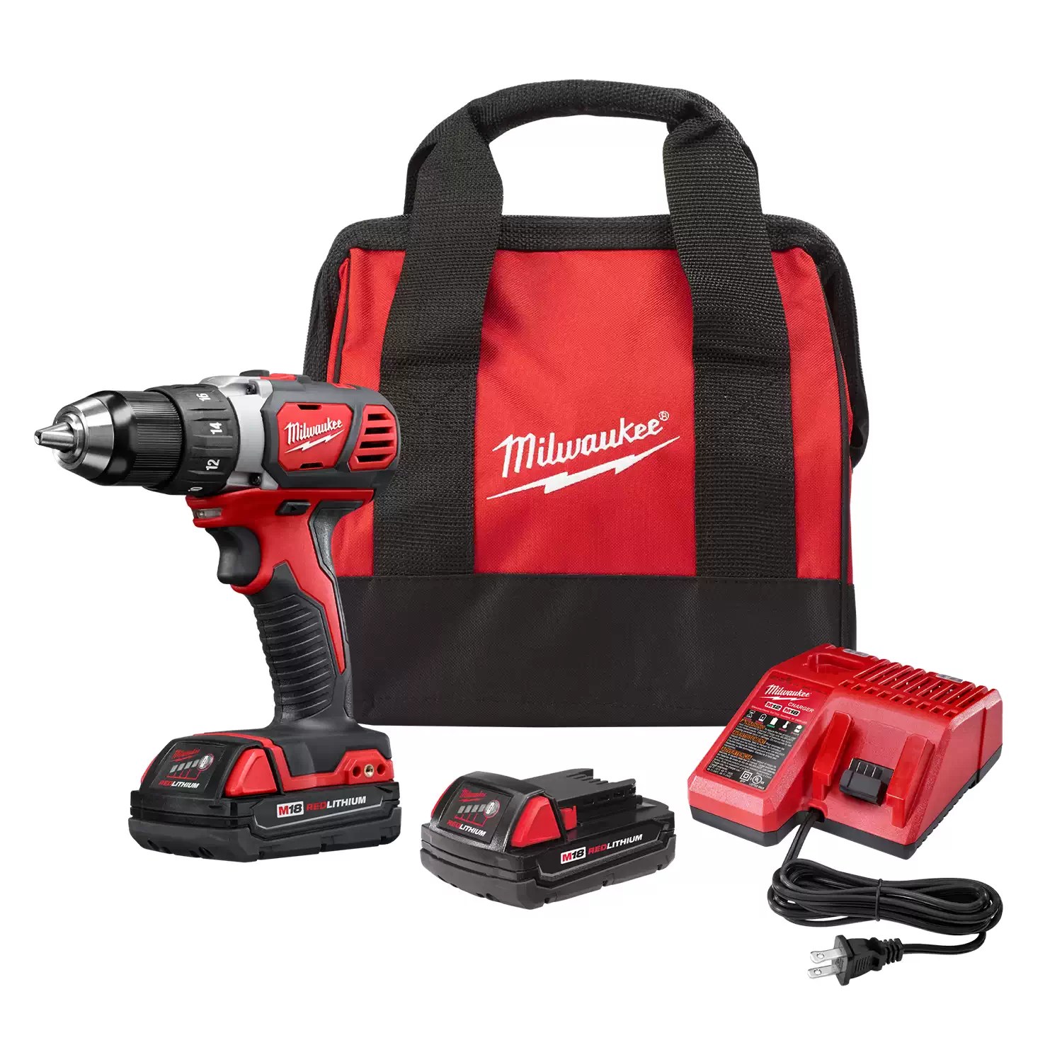 Milwaukee 2606-22CT M18 18 Volt Lithium-Ion Cordless Compact 1/2 in. Drill Driver Kit