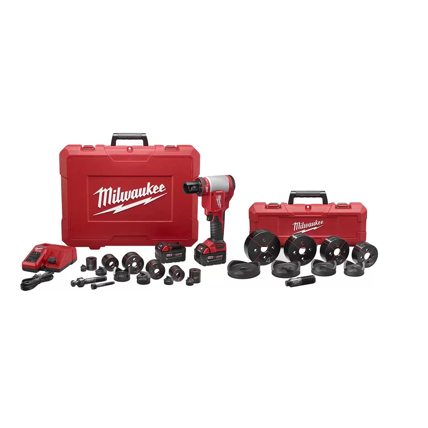 Milwaukee 2676-23 M18 18 Volt Lithium-Ion Cordless Force Logic 10-Ton Knockout Tool 1/2 in. to 4 in. Kit