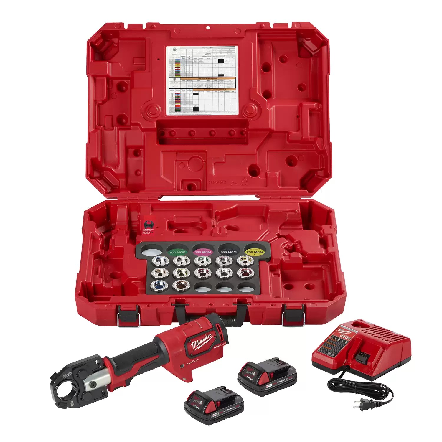 Milwaukee 2679-350A M18 Force Logic 350 MCM Crimper Kit with #8 to 350MCM Al Dies