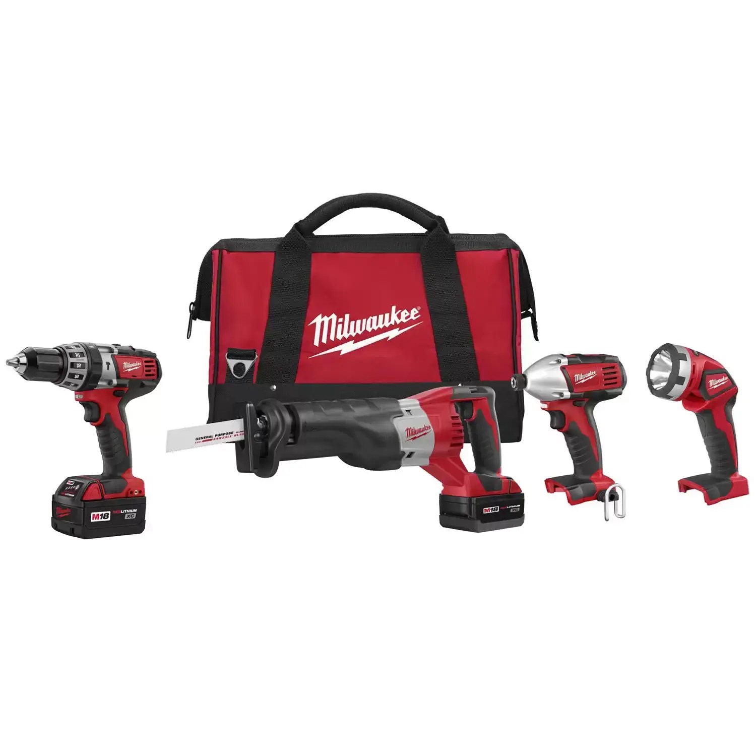 Milwaukee 2696-24 M18 18 Volt Lithium-Ion Cordless 4-Tool Combo Kit 2696-24