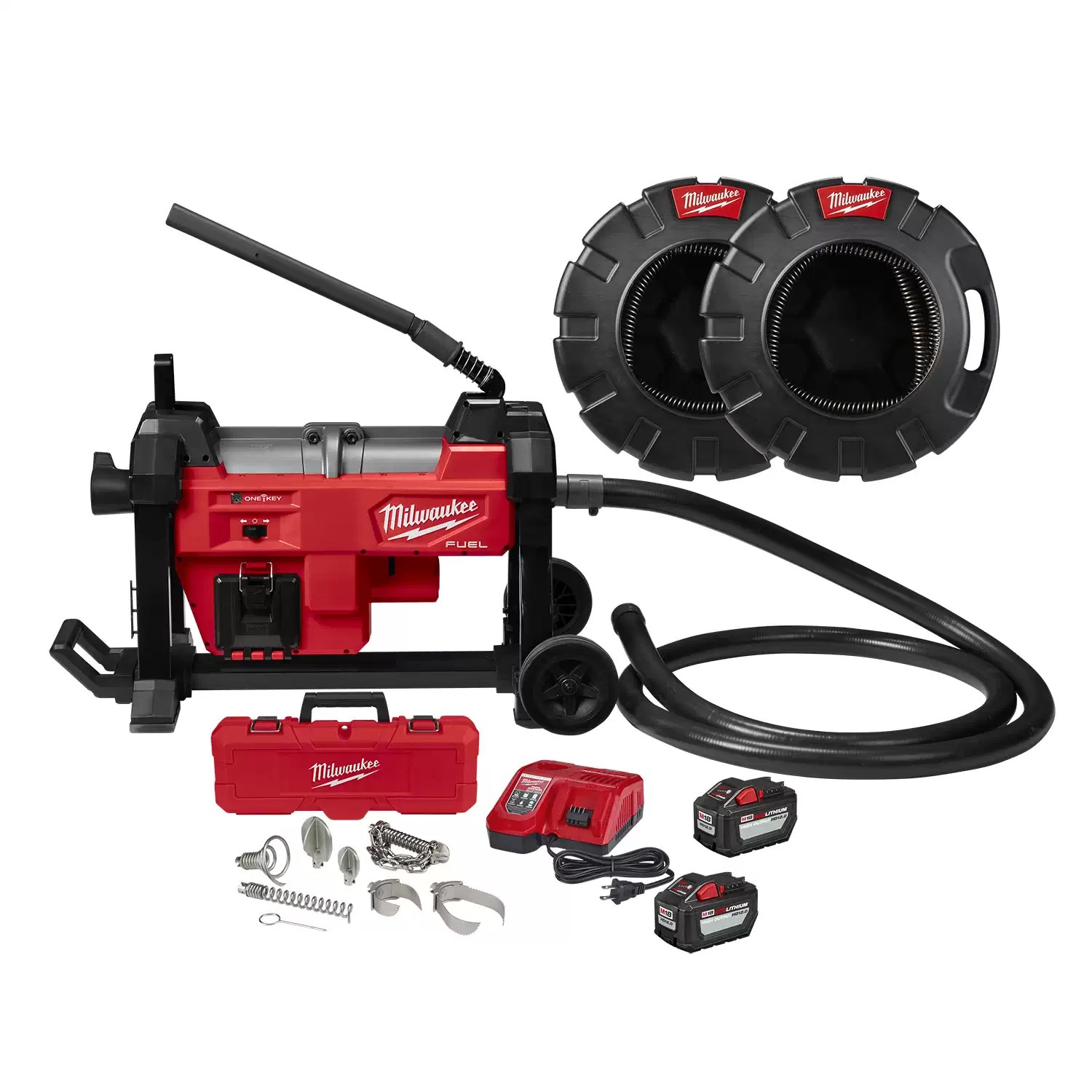 Milwaukee 2871A-22 M18 FUEL 18 Volt Lithium-Ion Brushless Cordless Sewer Sectional Machine with Cable Drive 1-1/4 in. Cable Kit