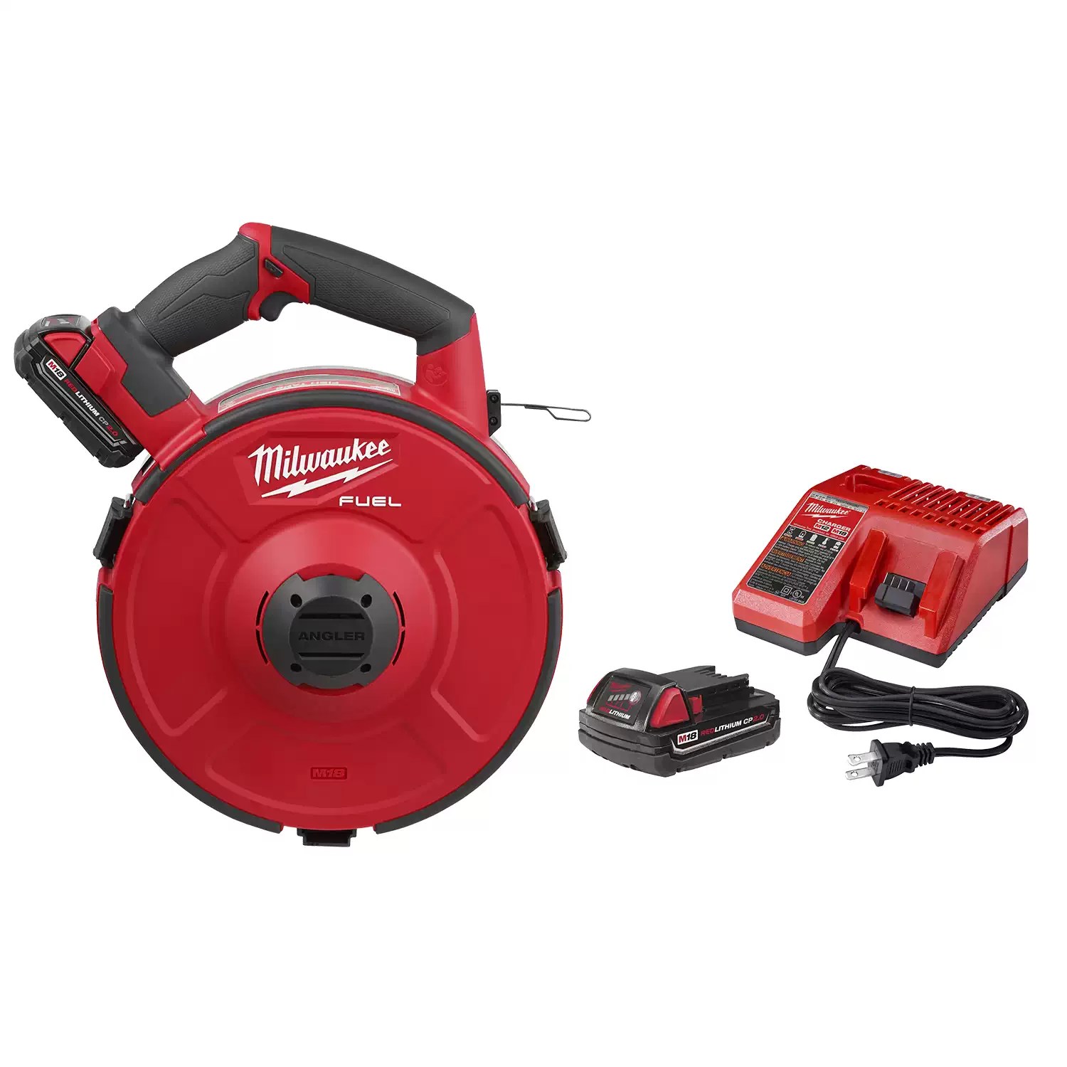 Milwaukee 2873A-22 M18 FUEL 18 Volt Lithium-Ion Brushless Cordless ANGLER 120 Ft. Steel Pulling Fish Tape Kit
