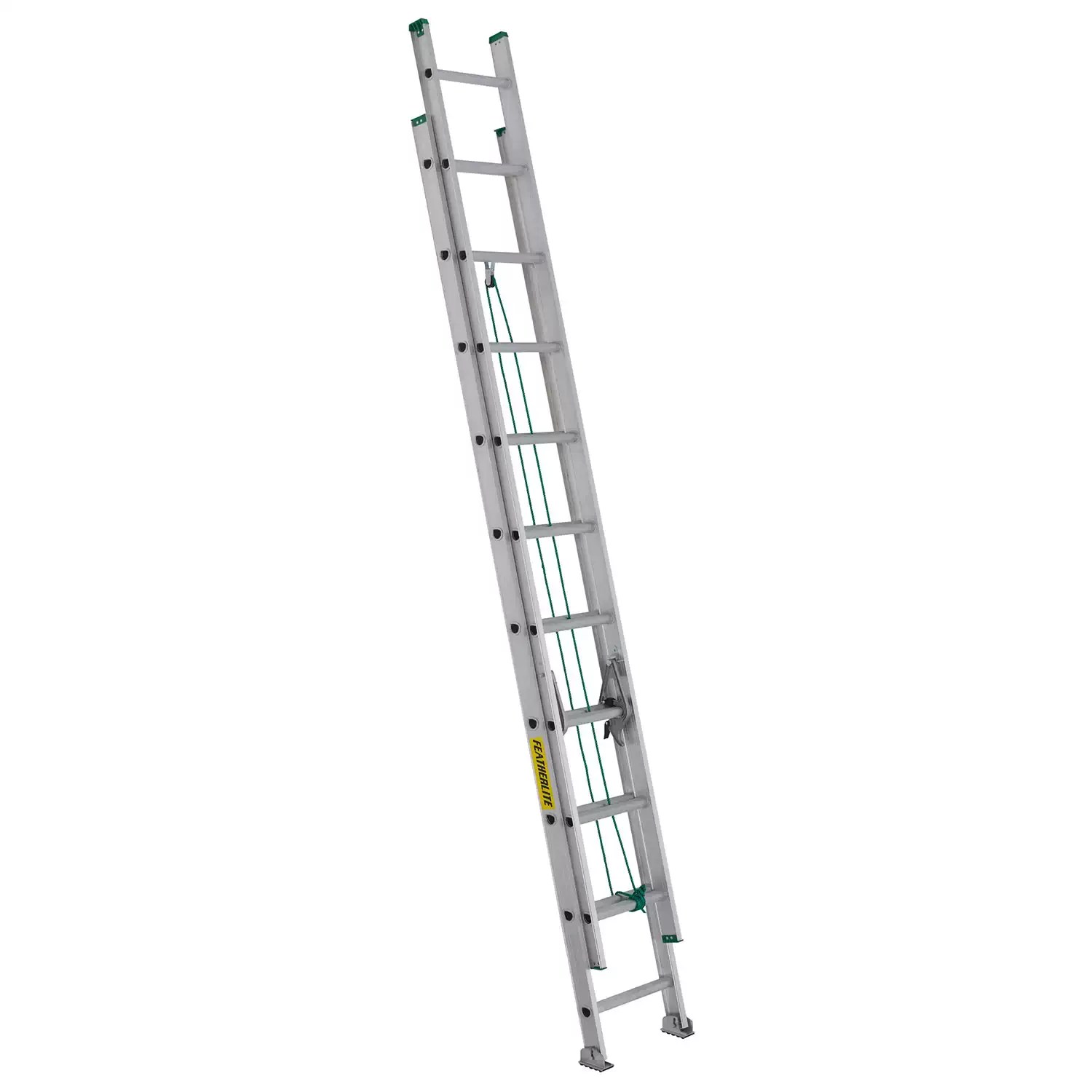 Featherlite 2220 20 ft Aluminum Extension Ladder, Type II, 225 lb Load Capacity