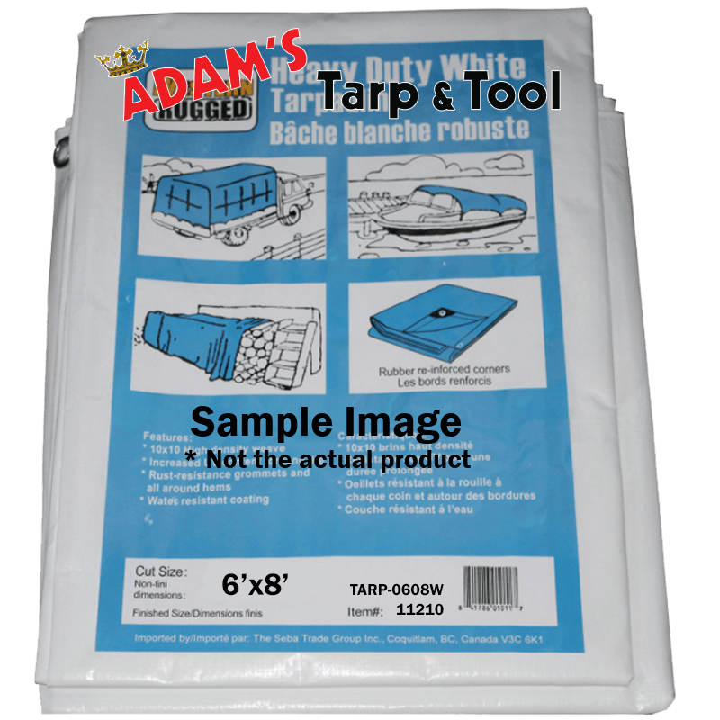 Western Rugged 11210 6'x8' Heavy Duty 6mil White Tarp with 10x10 Weave