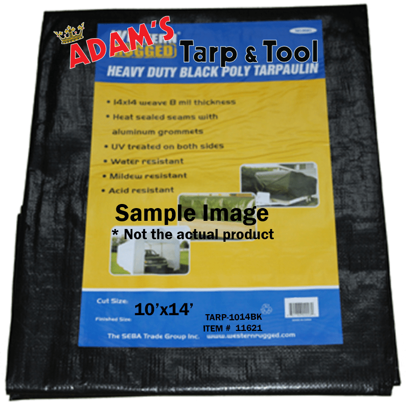Western Rugged 11621 10'x14' Commercial Grade 8mil Black Tarp with 14x14 Weave