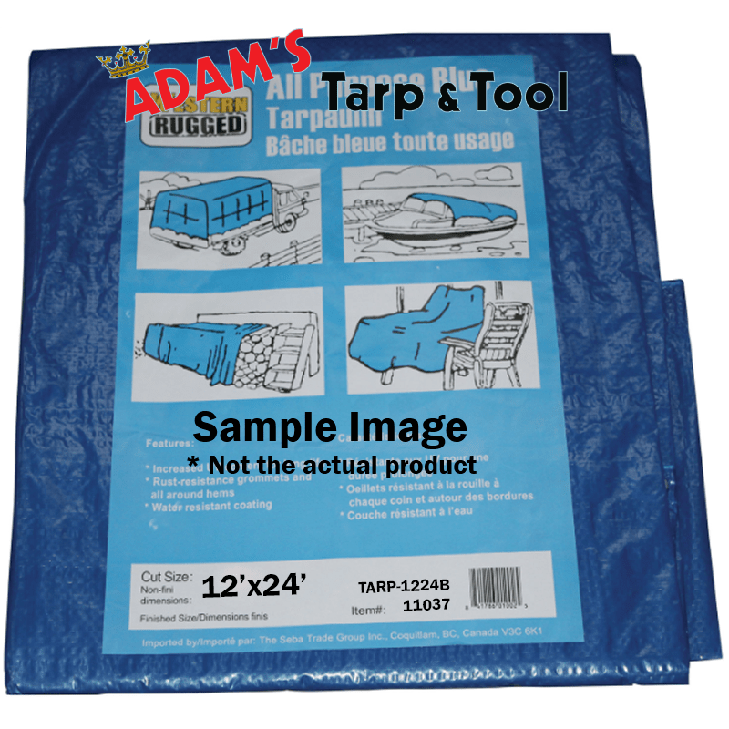 Western Rugged 11037 12'x24' All Purpose 4mil Blue Tarp with 8x8 Weave