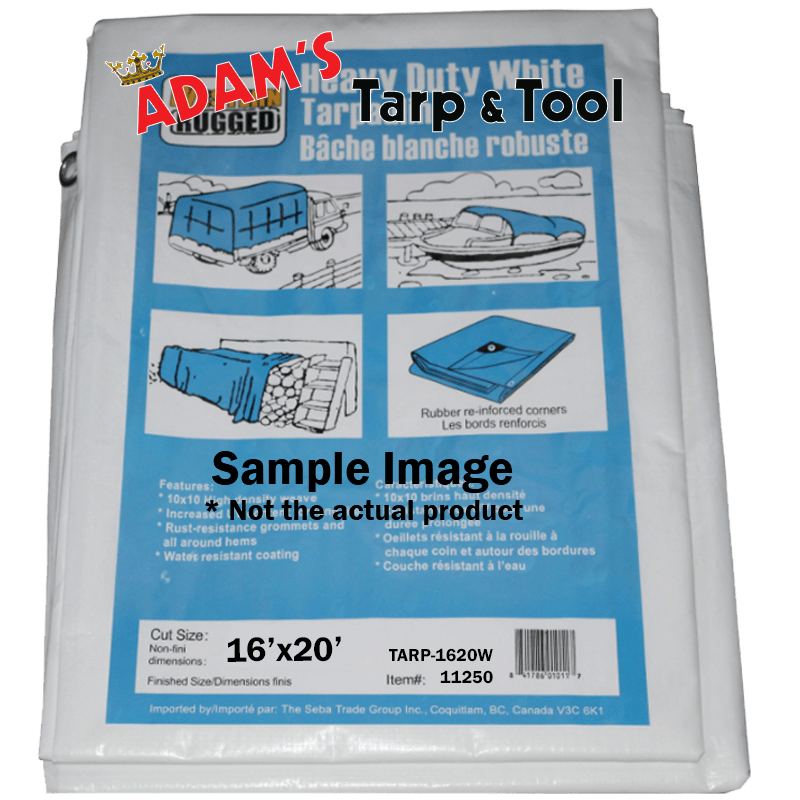 Western Rugged 11250 16'x20' Heavy Duty 6mil White Tarp with 10x10 Weave