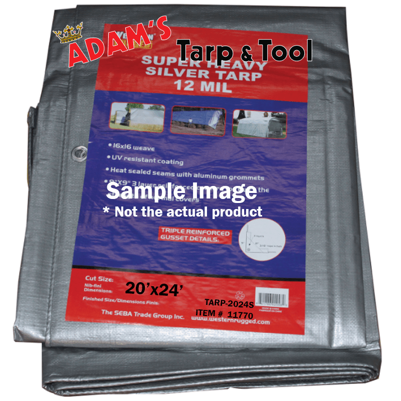 Western Rugged 11770 20'x24' Industrial Grade 12mil Silver Tarp with 16x16 Weave
