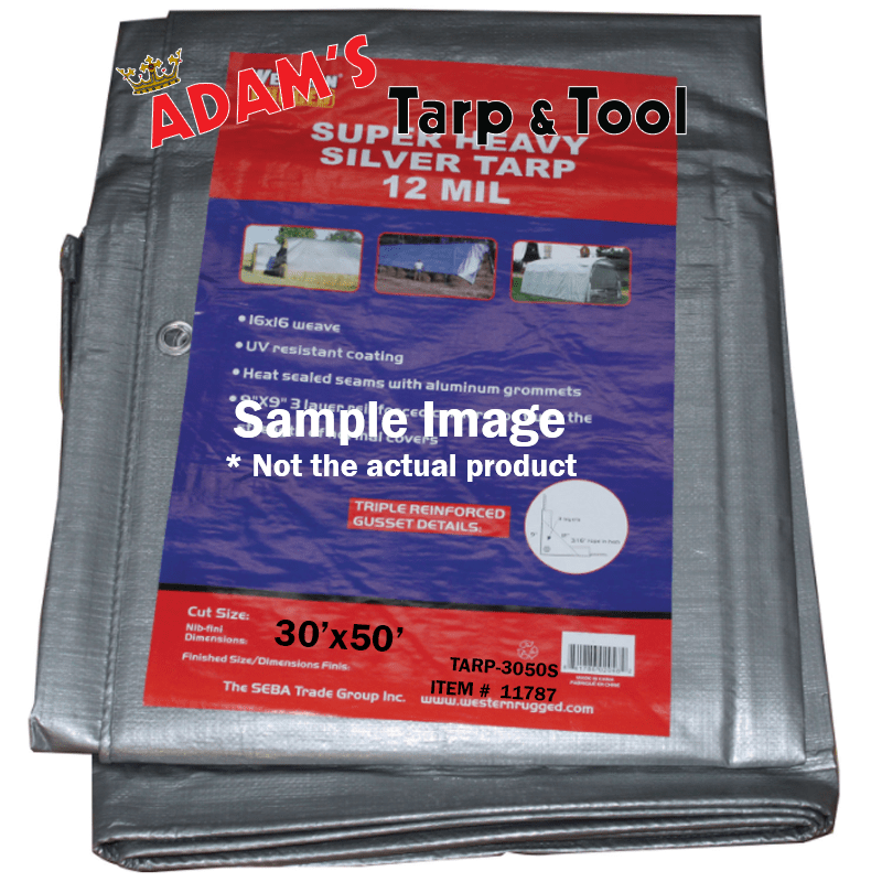 Western Rugged 11787 30'x50' Industrial Grade 12mil Silver Tarp with 16x16 Weave