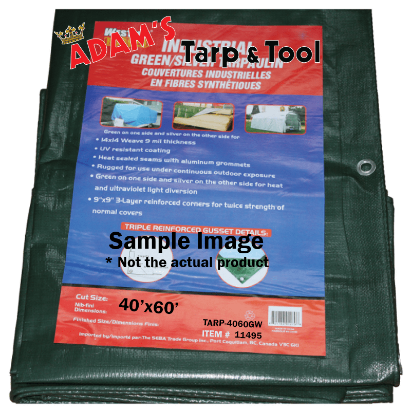 Western Rugged 11495 40'x60' Construction Grade 9mil Green Tarp with 14x14 Weave