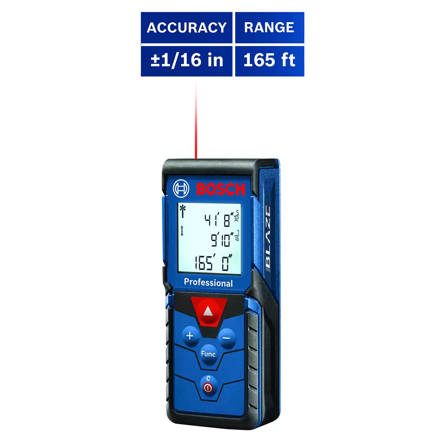 Bosch GLM165-40 BLAZE PRO 165' Laser Measure - Accuracy ±1/16