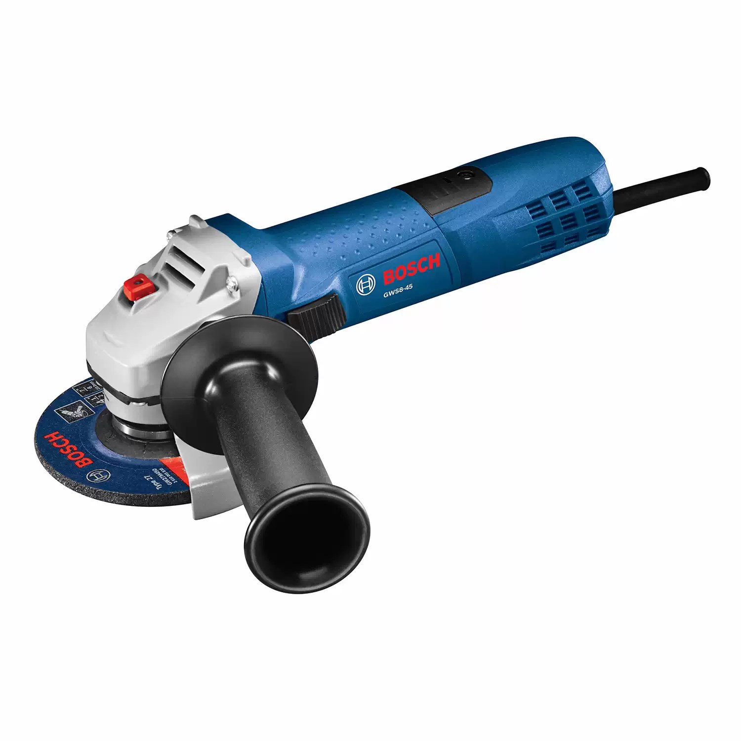 Bosch GWS8-45 Corded 4-1/2” Slim Angle Grinder, Lock-On Slide Switch, 120V 7.5A