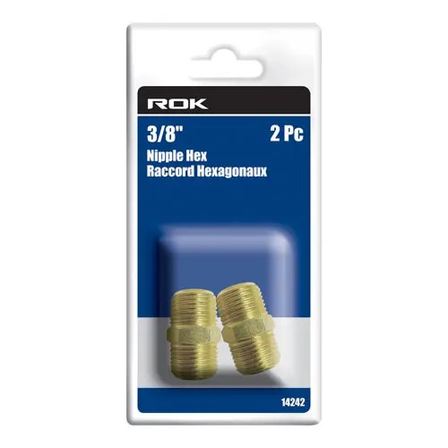 ROK 14242 NIPPLE-HEX 3/8 IN. 2PC.