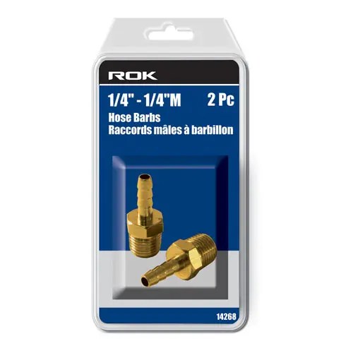 ROK 14268 HOSE BARB 1/4M -1/4 2PC