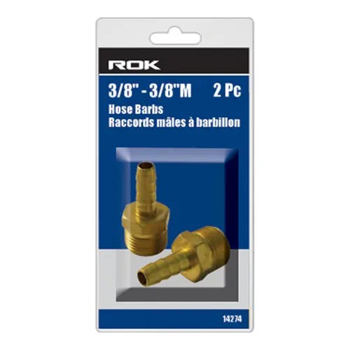 ROK 14274 HOSE BARB 3/8M -3/8 2PC