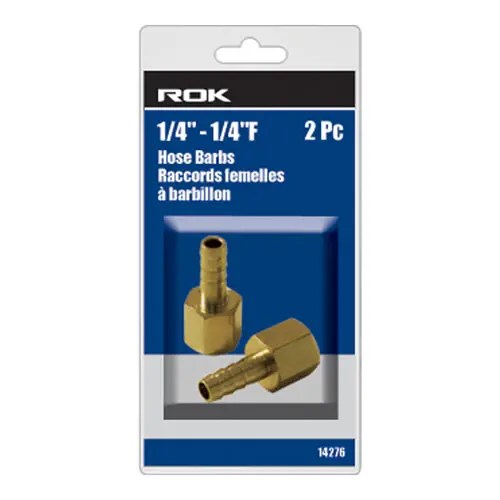 ROK 14276 HOSE BARB 1/4F -1/4 2PC