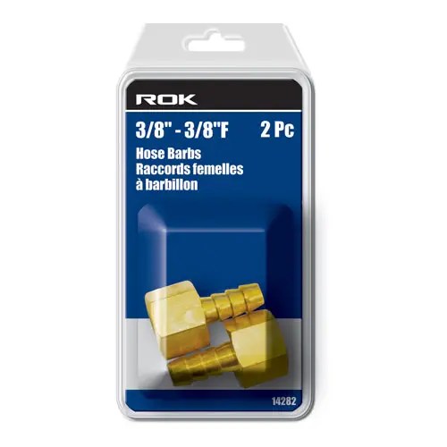 ROK 14282 HOSE BARB 3/8F - 3/8 2PC