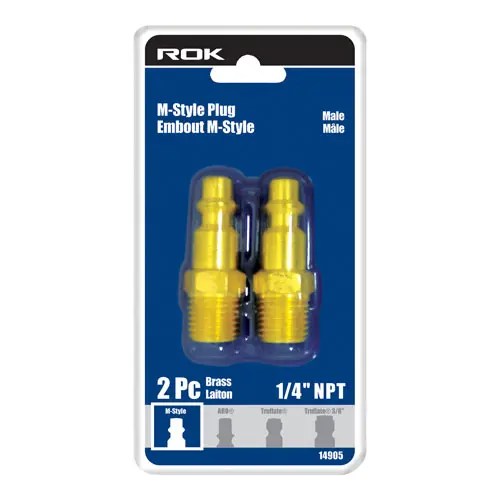 ROK 14905 PLUG BRASS M-STYLE 1/4M 2PC