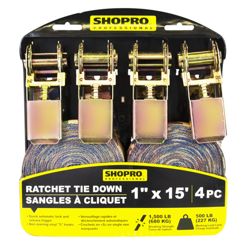 SHOPRO R000903 Ratchet Tie Down 4Pc Camouflag