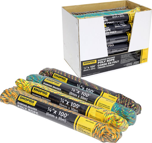 SHOPRO R001570DSP Rope PP Diamond Braid 1/4x100'