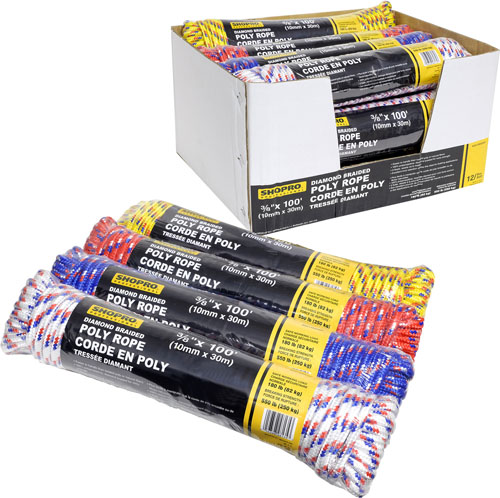 SHOPRO R001580DSP Rope PP Diamond Braid 3/8x100'