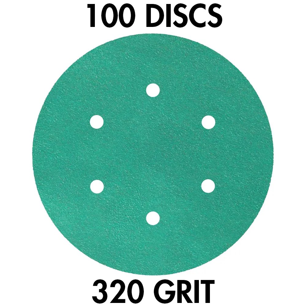 Klingspor 353145 FP 77 K T-ACT GLS3 6" H&L 6-Hole 320 Grit Sanding Discs, 100PK